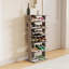 Range-chaussures, range-chaussures à 7 niveaux avec crochets, tour à chaussures d'entrée, 12 à 14 paires de chaussures, range-chaussures vertical, range-chaussures vertical, assemblage facile, économie d'espace, gris rustique