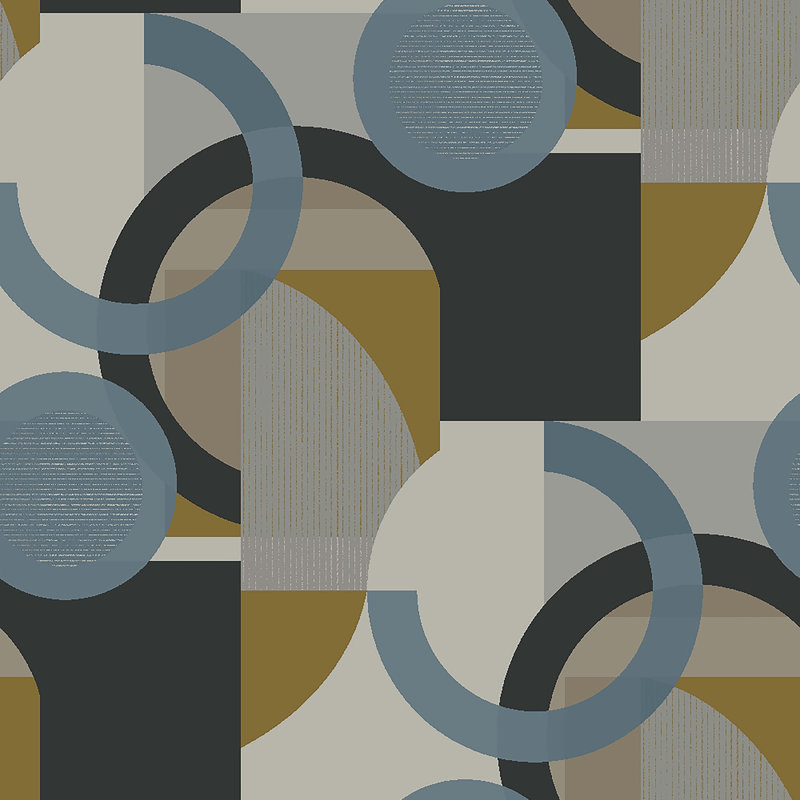 Geometric Wallpaper Double Roll, Blue