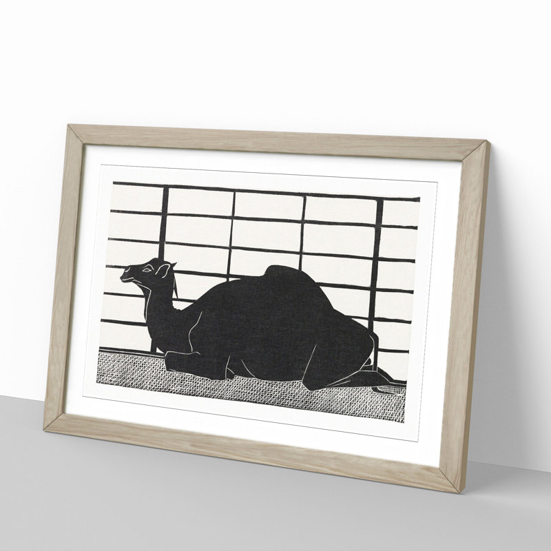 Camel by Samuel De Mesquita - Picture Frame Painting, 27cm H x 36cm W x 2cm D, Oak Framed
