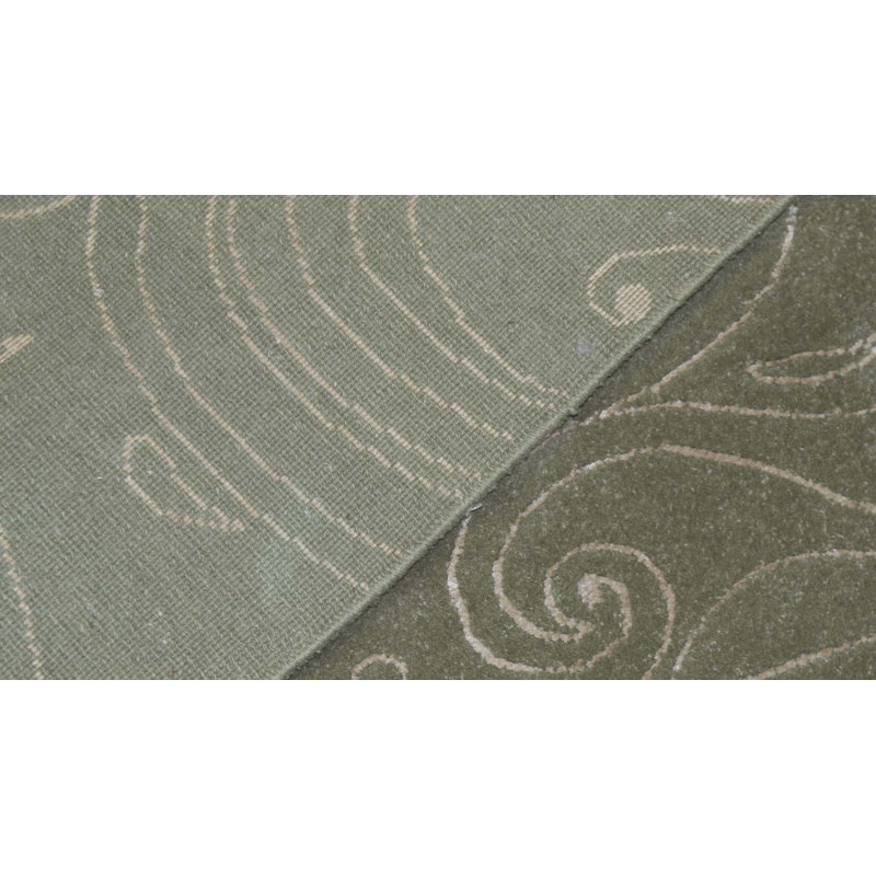 Hand-Knotted High-Quality Green Area Rug