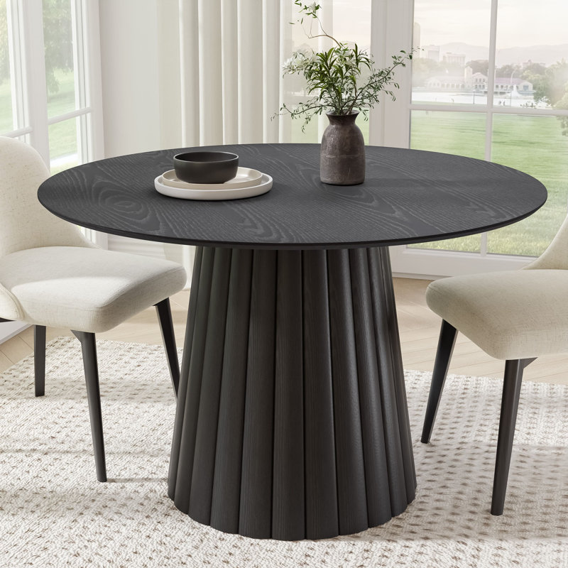 Table de salle à manger en bois massif, Noir, noir, noir, noir, H 30 po x L 46 po x l 46 po