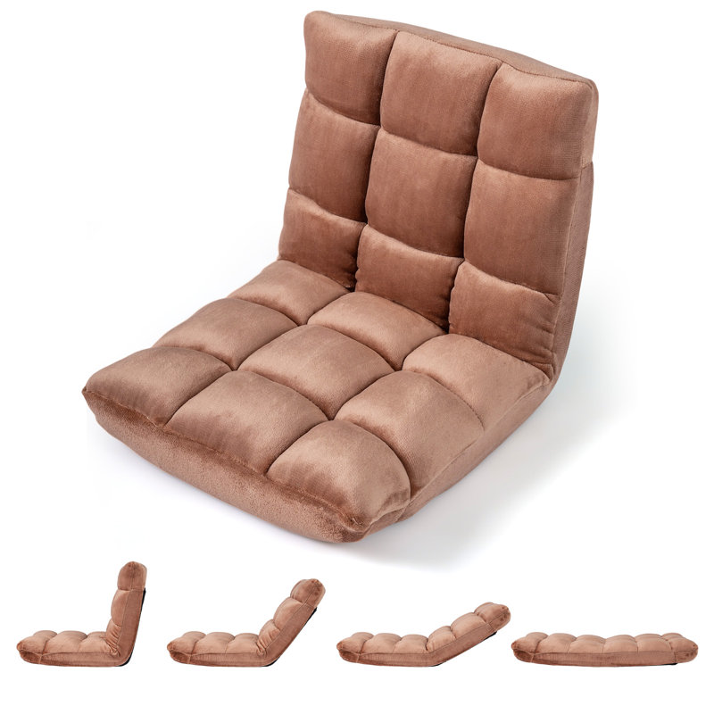 14-Position Adjustable Gaming Sofa with Soft Flannel Fabric Cover for Reading Tan, Tan