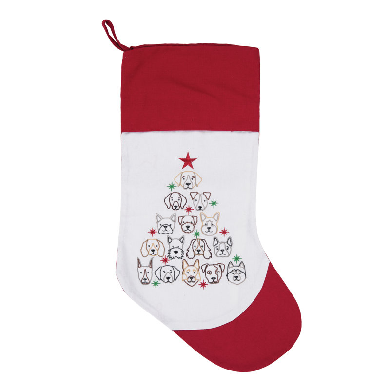 Bas de sapin de Noël à face de chien