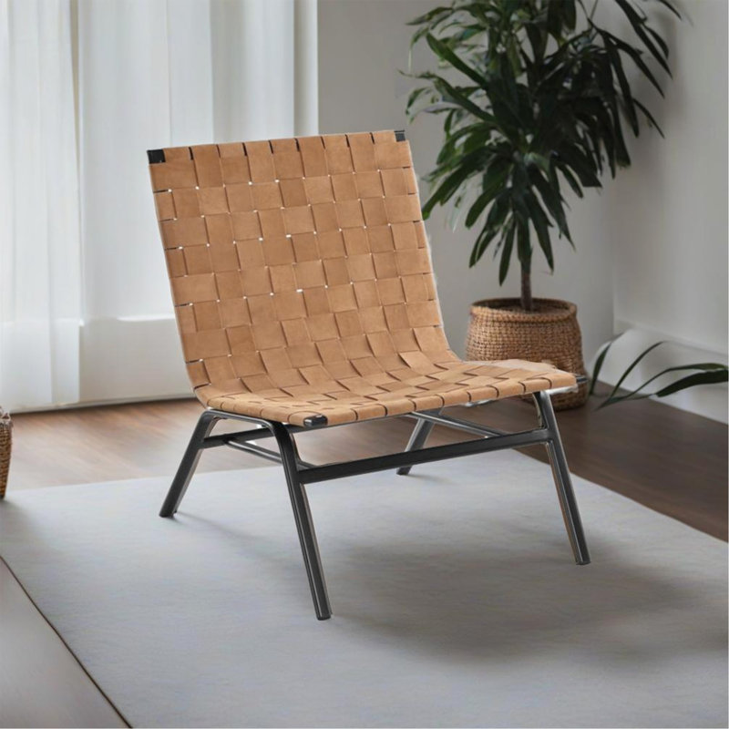Woven Leather In Brown Accent Chair