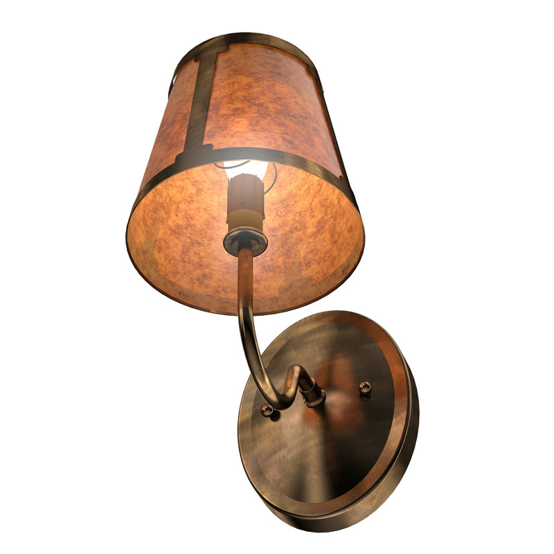 1 - Light Armed Sconce, Amber, Antique Copper