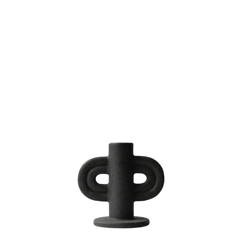 4.33'' H Ceramic Tabletop Candlestick, Black