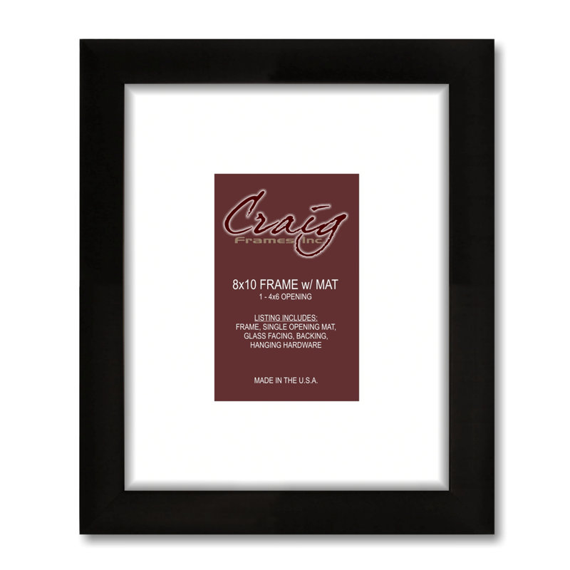 Ruyle Black Matte Picture Frame with Mat, 4" x 6", 6" x 8" Matted to 4" x 6"