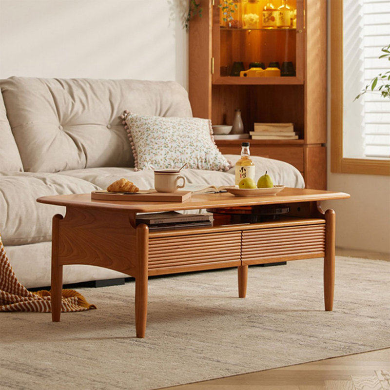 Cherry Solid Wood Rectangular Coffee Table