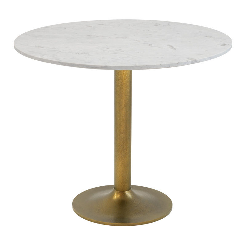 Table de salle à manger blanche et dorée, H 29,9 po x L 35,8 po x l 35,8 po