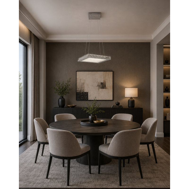 Lustre carré moderne en cristal 1 lumière, H 64,25 po x l 20,4 po x P 20,4 po