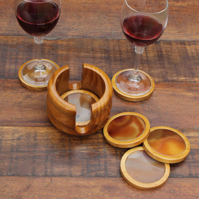 Ensemble sous-verre avec support 7 pièces