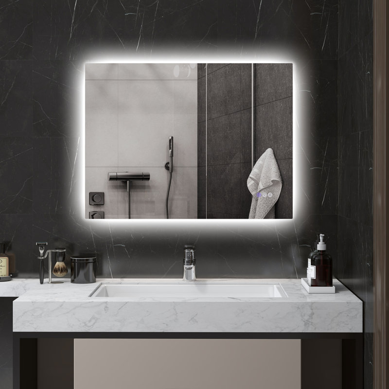 Design moderne en verre miroir à intensité variable pour salles de bain luxueuses