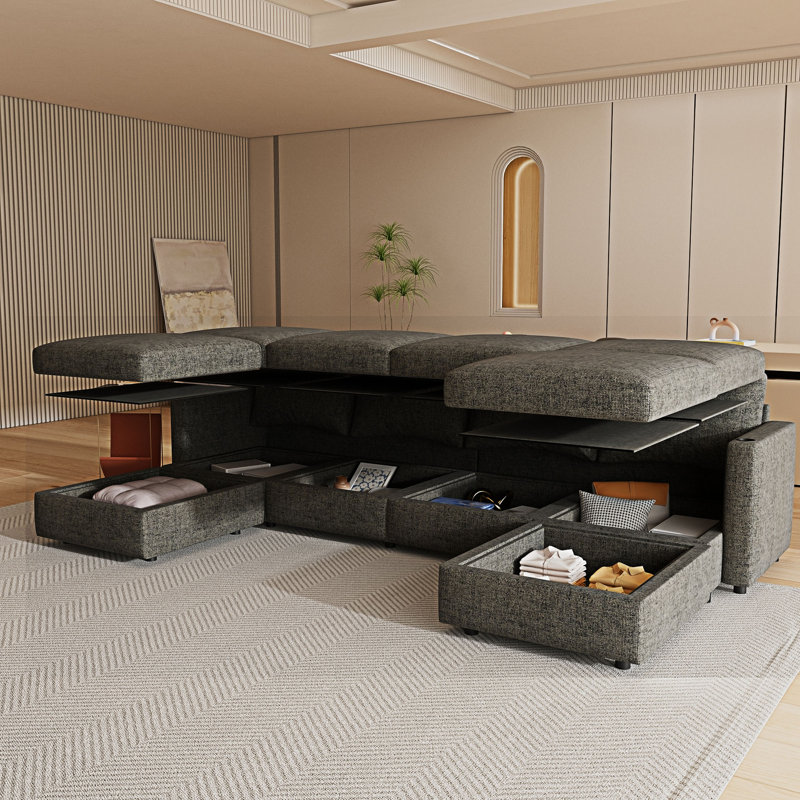 Canapé modulaire moderne avec fonction de rangement, Gris