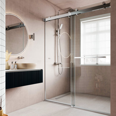  44" – 48” W x 78" H Frameless Soft Closing Double Sliding Low Iron Glass Shower Doors | 3/8" (10mm) Thickness Clear Tempered Glass | Easy Clean Coating | Durable Stainless-Steel Hardware | Leak-Proof Precision