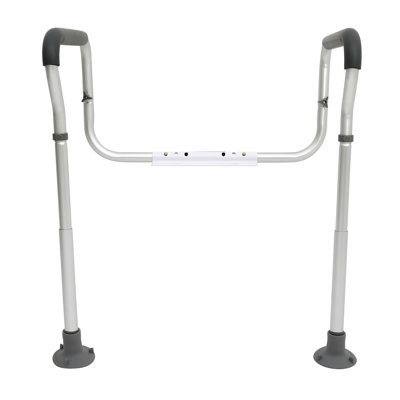 Barre de sécurité pour toilette, cadre de siège de toilette, largeur et hauteur ajustables pour la plupart des toilettes, supporte 300 lb, poignées de toilette avec accoudoirs rembourrés pour personnes à mobilité réduite, personnes à mobilité réduite, personnes âgées