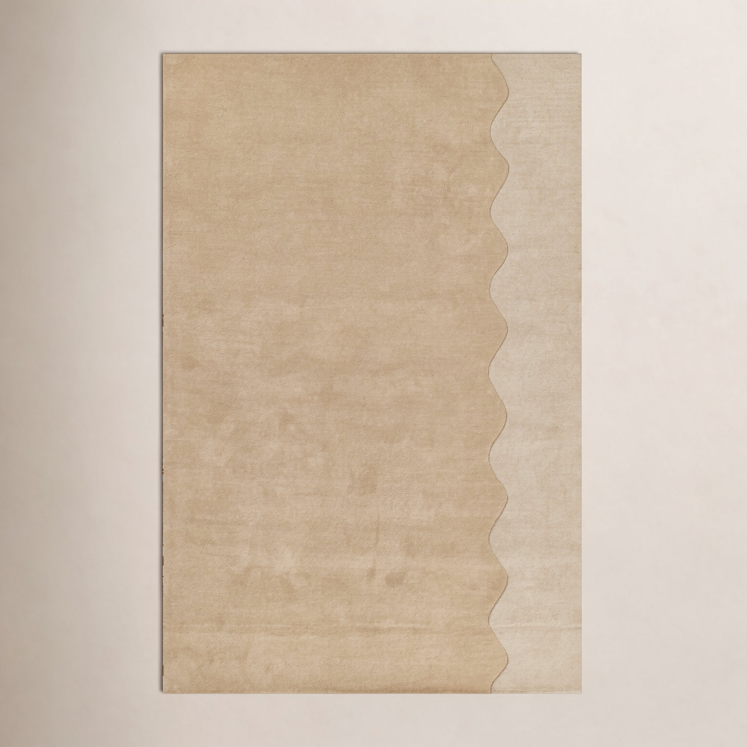 Beige Hand-Tufted Geometric Wool Rug, 9' X 12'