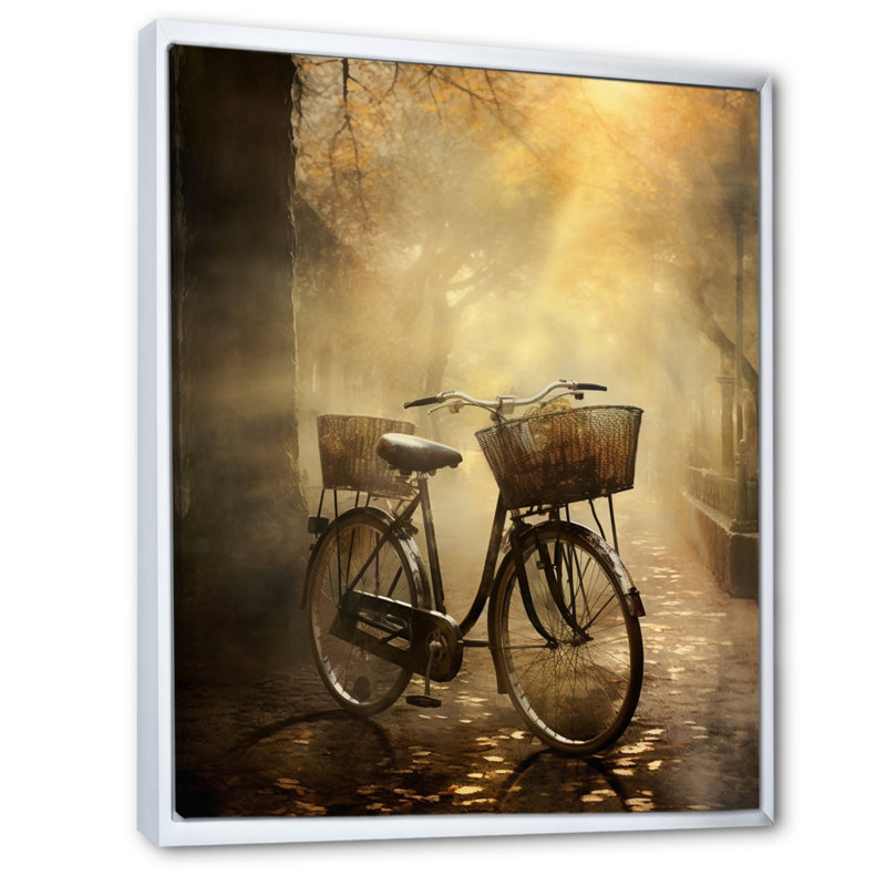 «Castera Bicycle Atmospher Rides An I», reproduction d'art sur toile, H 32 po x l 16 po x P 1 po, Cadre flottant blanc