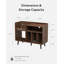 Armoire de rangement pour disque vinyle Mid-Century | Support pour tourne-disque avec 5 compartiments et gestion des câbles, console multimédia pour livres et présentoir-130390189