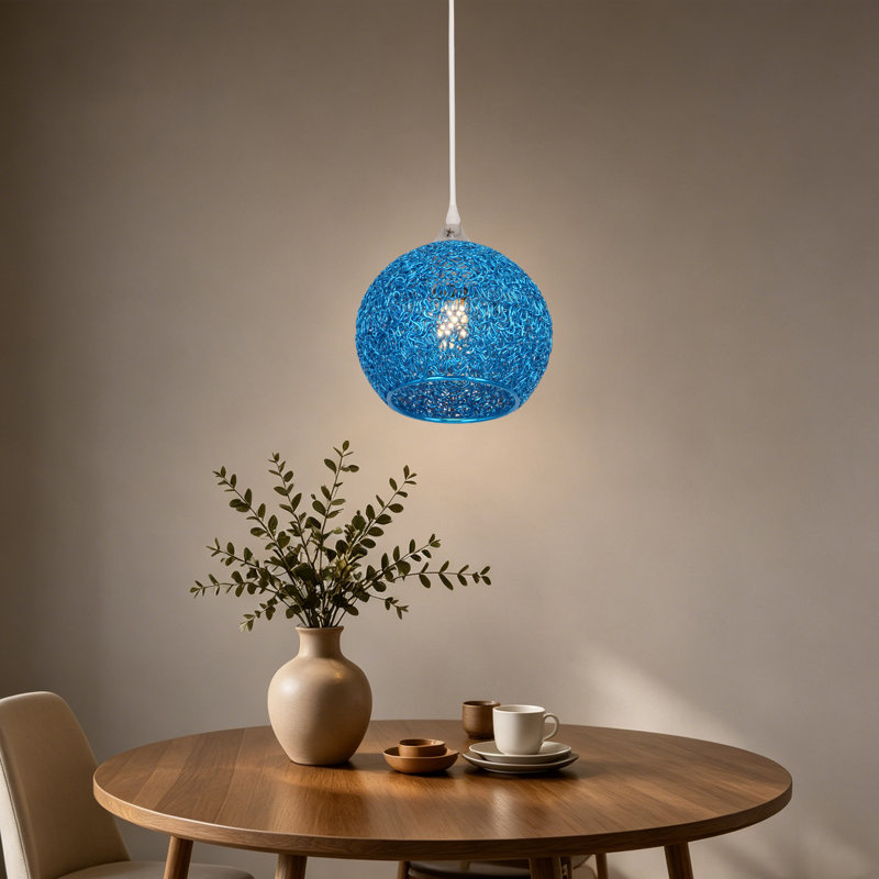 Luminaire suspendu moderne à une lumière avec cordon réglable, Bleu