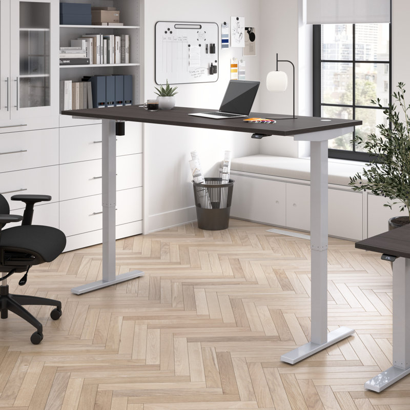 Bureau pour travailler debout à hauteur réglable, Gris tempête / gris métallique froid, l 71,02 po x P 29,37 po