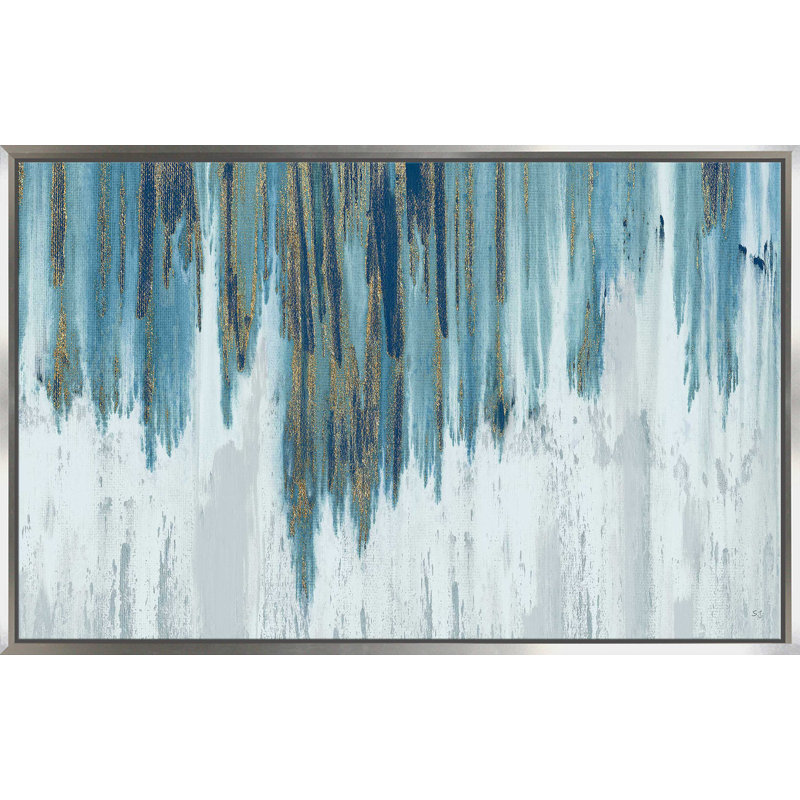 Douce nuit d'été par - Peinture, Cadre flottant argent, H 39,5 po x l 63,5 po x P 2 po