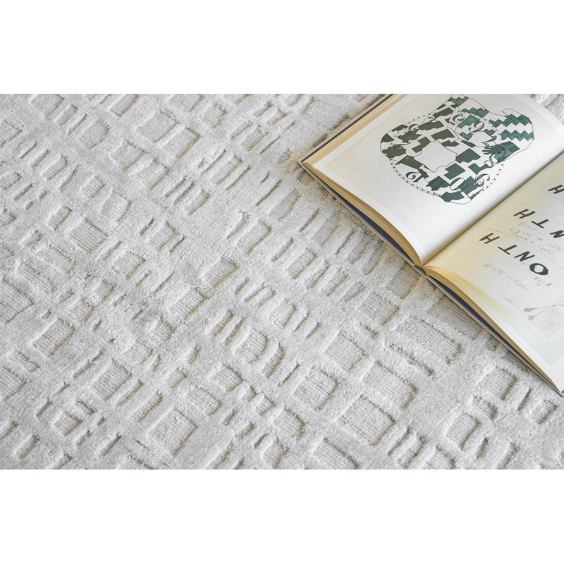 Crescendo Handmade Hand Loomed Rayon From Bamboo And Cotton Ivory Area Rug, Rectangle 6' x 9'
