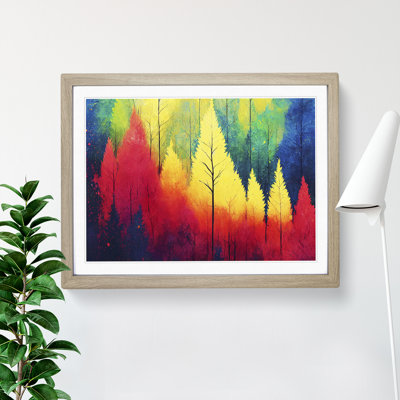 Splashed Pine Tree Forest Abstract - Framed Print