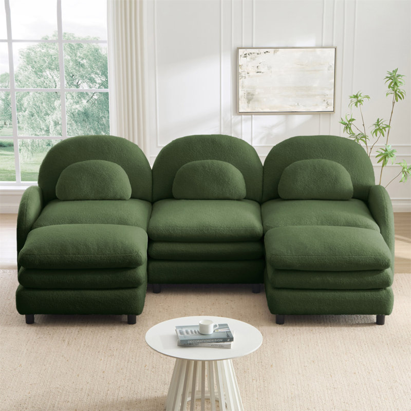 Canapé 3 places Teddy, Vert, H 35,4 po x l 98,2 po x P 55,5 po