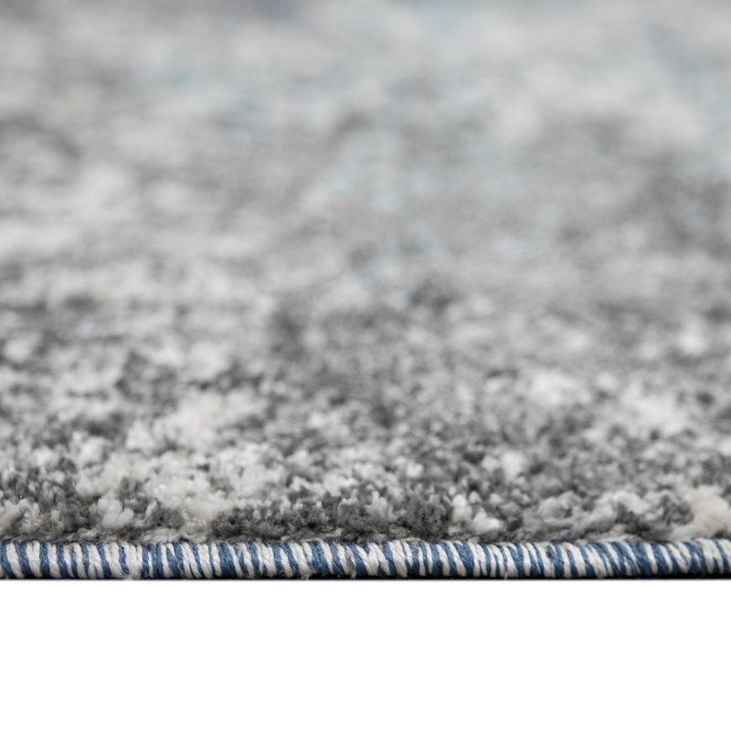 Metis Transitional Abstract Durable Performance Blue/Gray Area Rug, Rectangle 3'11" x 5'11"