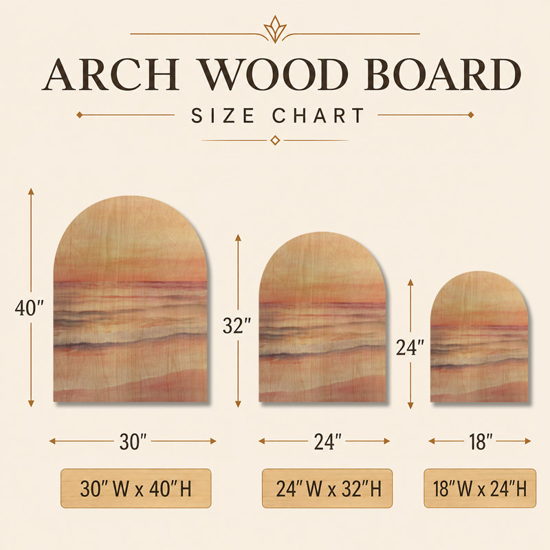 Décoration murale Blush Tide Glow II - Bois arqué côtier, H 32 po x l 24 po, Arche