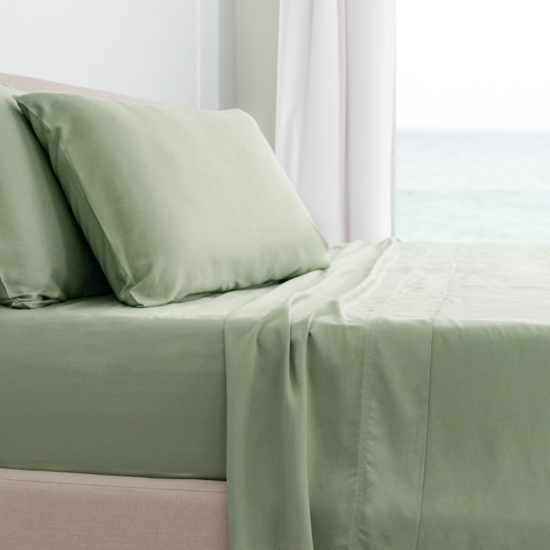 Rayon Twill Sheet Set, Queen Sheet Set + 1 Fitted Sheet + 1 Pillowcases, Sage