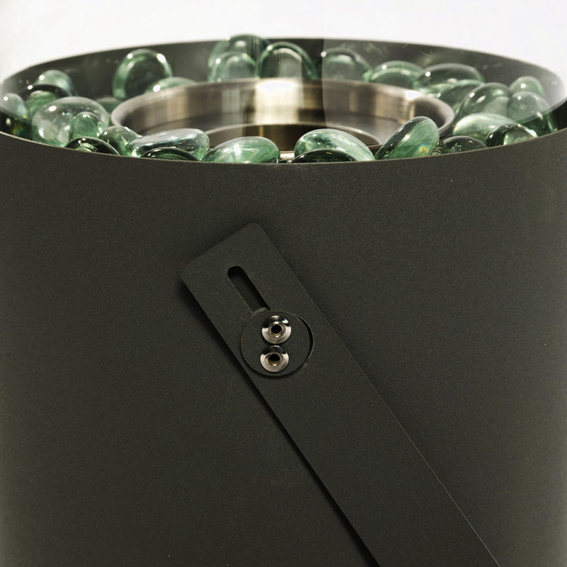 Mini Tabletop Fire Pit with durable metal base and clear glass, Gray