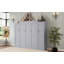 Grand lit escamotable, grand lit mural en bois manufacturé avec 2 garde-robes et tablette de rangement, cadre de lit plateforme pliable multifonctionnel pour chambre d'amis, chambre à coucher, gris-95716738-95716767