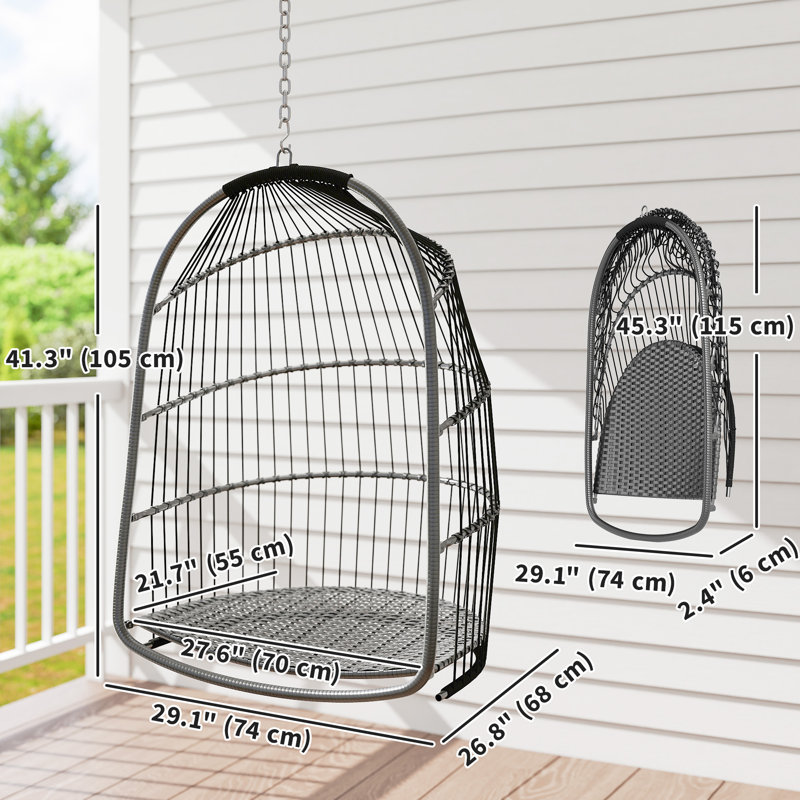 Balancelle suspendue en rotin pliable, gris foncé