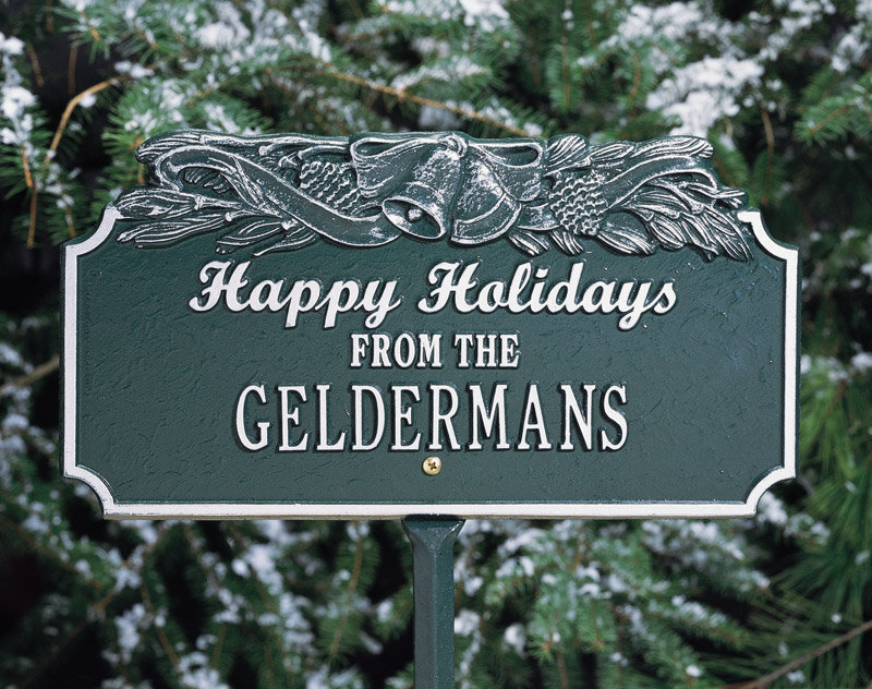 Happy Holidays with Bells Garden Stake Whitehall Products 