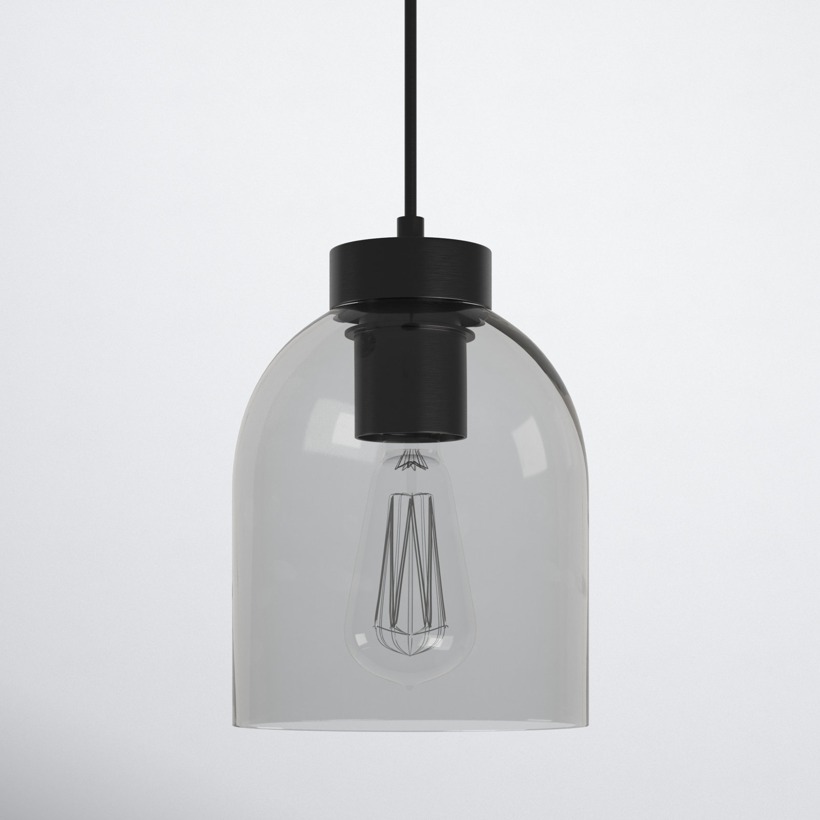 Gemma Single Light Glass Pendant, Black