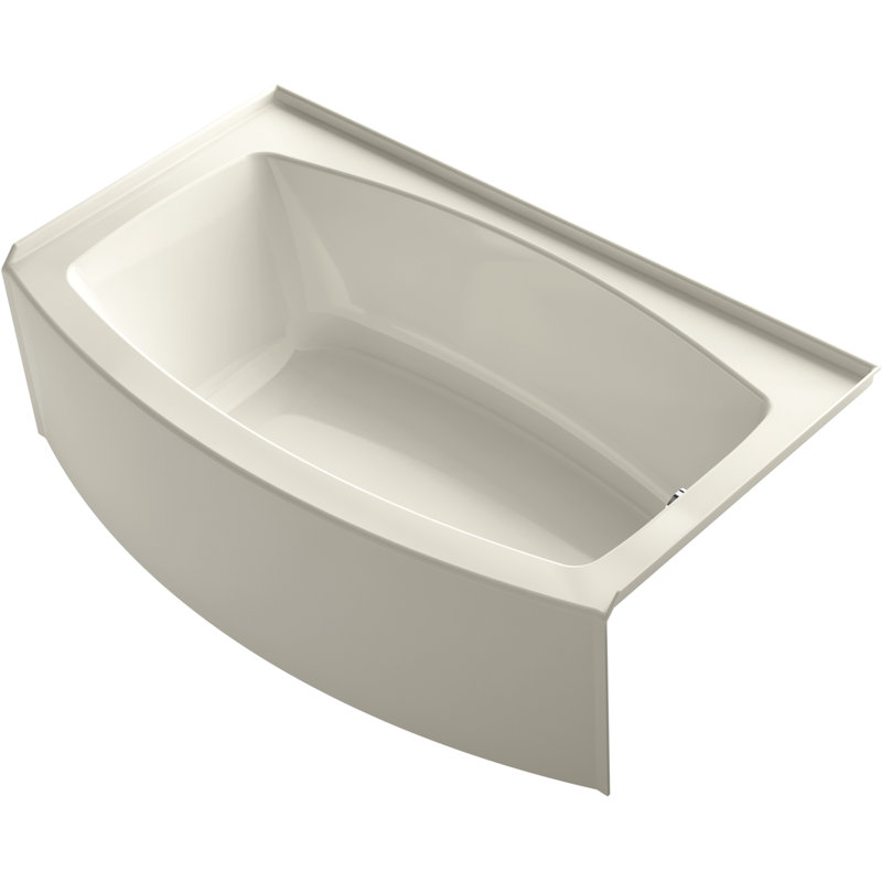 Expanse 60" x 30" Space-Saving Acrylic Alcove Soaking Bathtub, Almond, Right