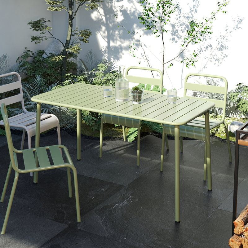 Longue table de salle à manger d'extérieur Villa Courtyard, Vert givré