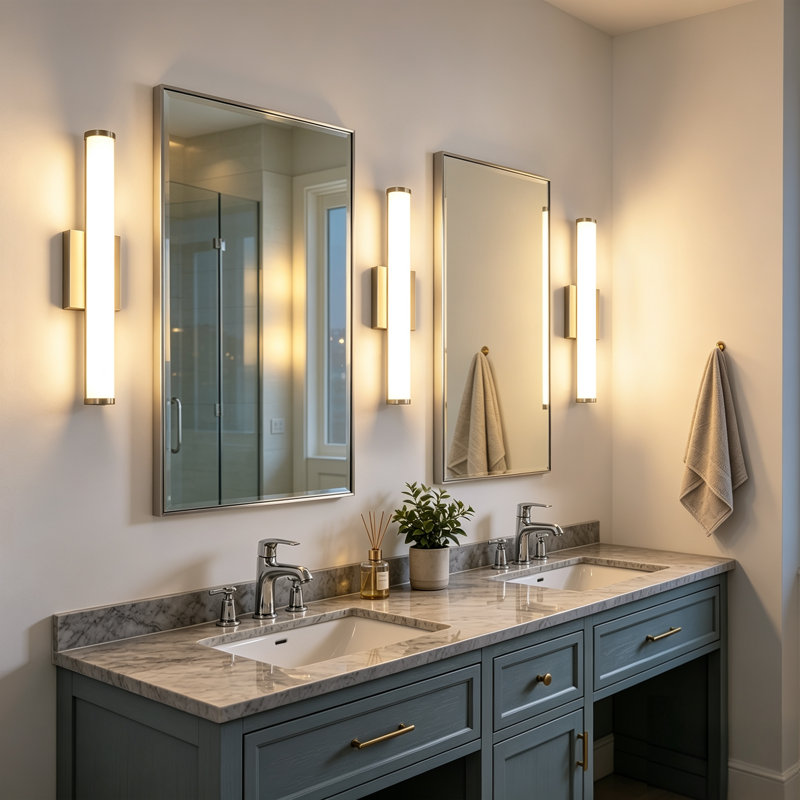 Barre lumineuse linéaire à DEL intégrée pour meuble-lavabo, température de couleur réglable 3CCT (3 000 K/4 000 K/5 000 K), intensité variable, résistante à l’humidité, 24 po/30 po et 3 finitions au choix