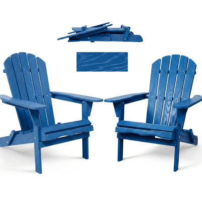 Chaise pliante d'extérieur aspect bois, bleu marine, double revêtement pour une durabilité accrue, design robuste idéal pour le jardin, siège confortable.