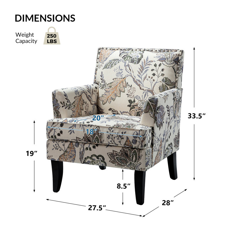 Fauteuil Aguilar, Motif floral gris / multicolore