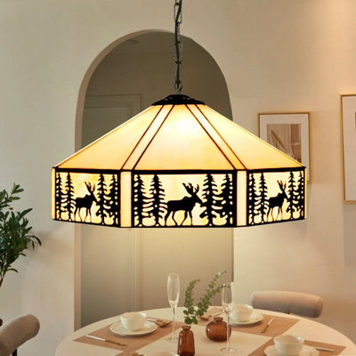 Lampe suspendue de 20 po de style Tiffany, style rustique antique pour le couloir de la salle à manger comptoir d'îlot de cuisine
