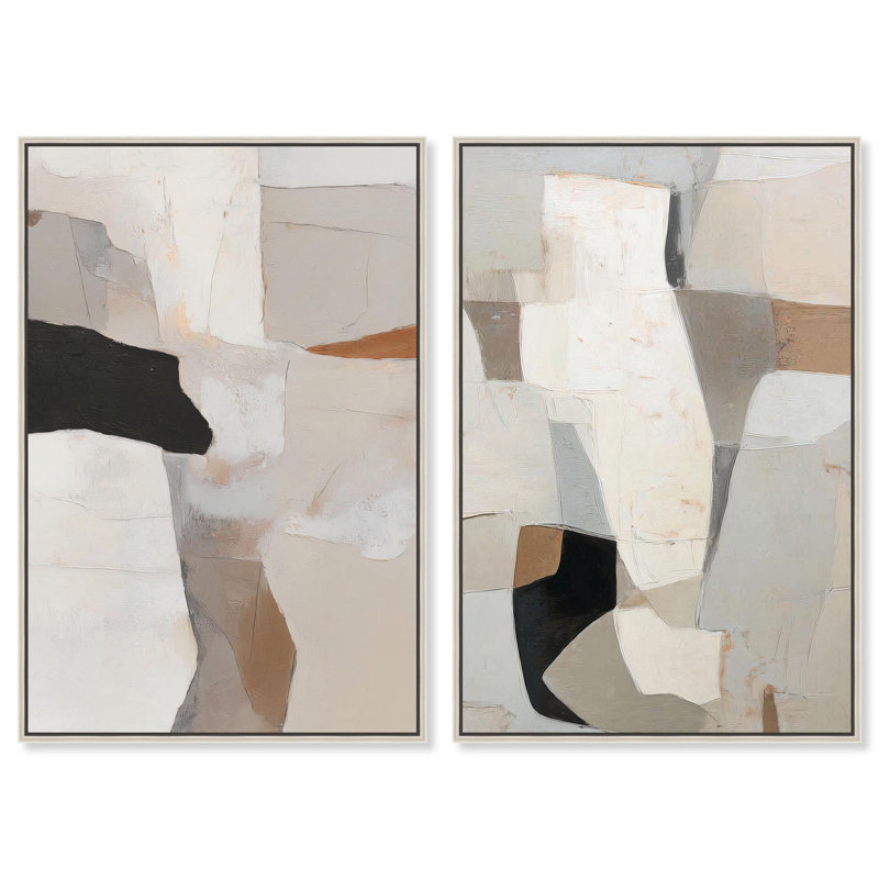 Ancient Walls Canvas Print Neutral Boho Art Set by Art Remedy, Black Frame, 10 x 15, H 31 po x l 21 po, Silver Frame