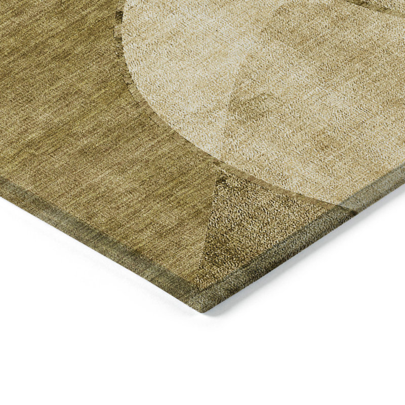 Tapis intérieur lavable abstrait beige et ivoire 9 pi x 12 pi brun