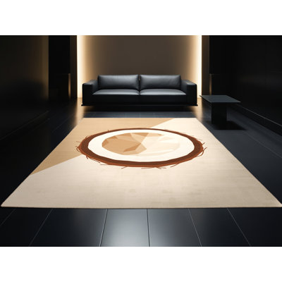 Tapis beige de couleur unie moderne lavable à la machine Easton Coconut