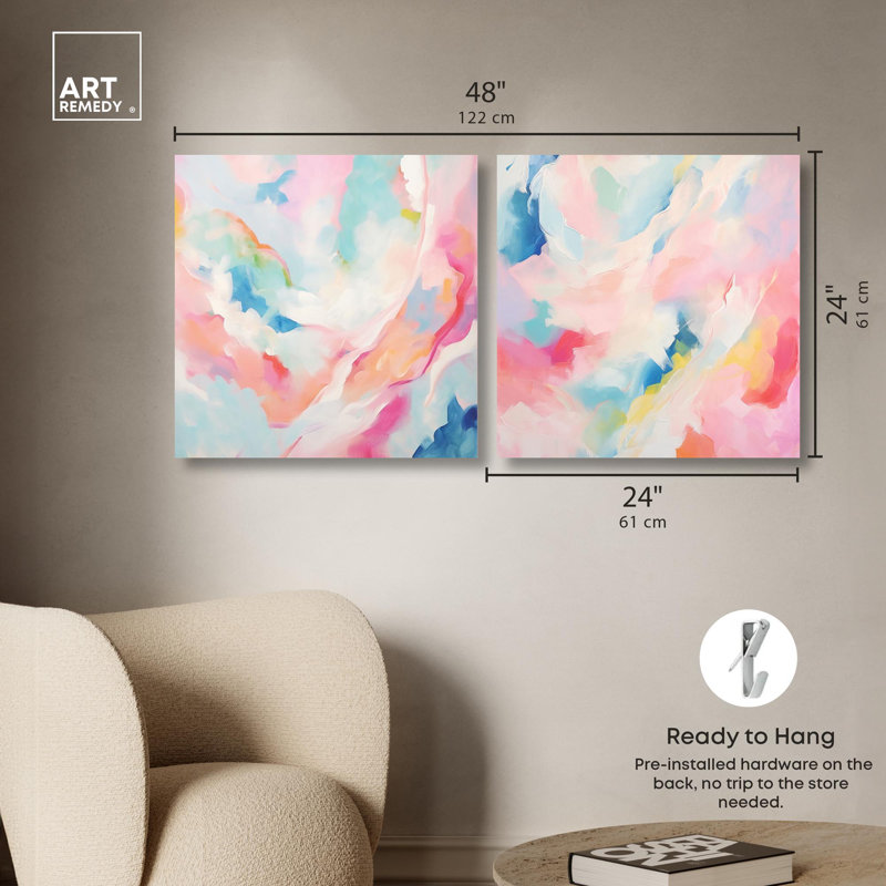Soft Swirls Set Canvas Set of 2 Dopamine Decor Art by , H 24 po x l 24 po, Toile tendue