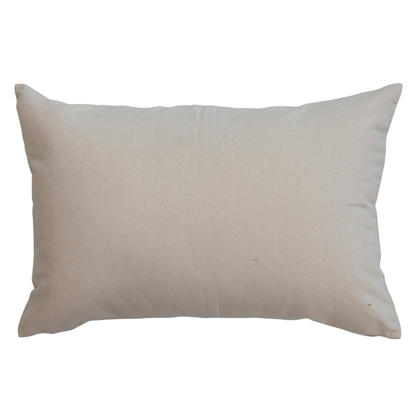 Cotton Lumbar Pillow with Embroidered Dog Illustration and Message