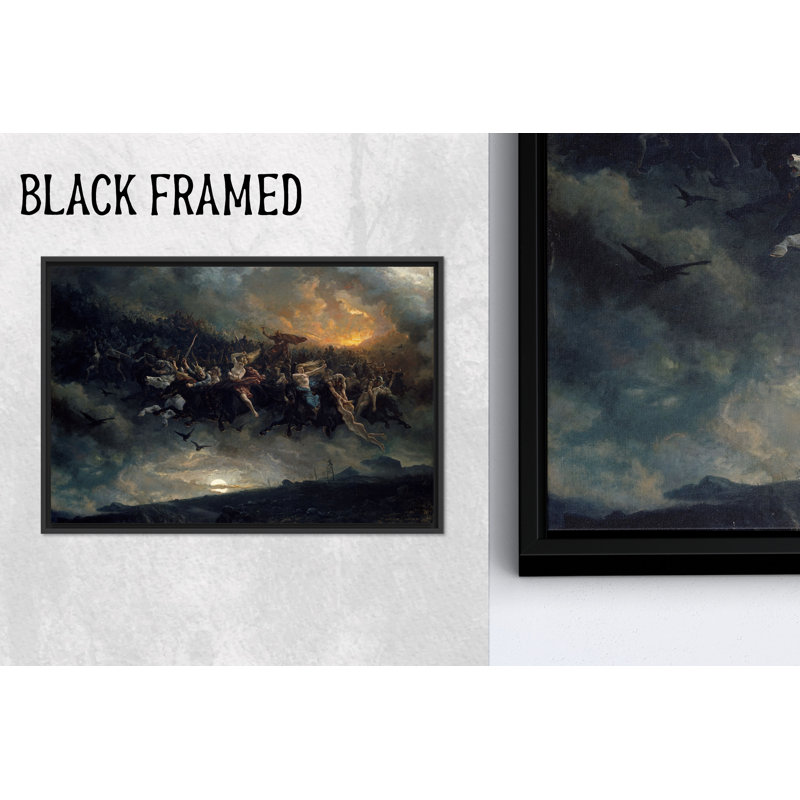 «Norse Mythology Glass», impression sur toile, chasse sauvage d'Odin, toile noire encadrée 1P