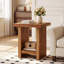 Table de bout carrée en bois massif, table d'appoint rustique à 2 niveaux pour le salon, brun, 2 pièces-1408661184