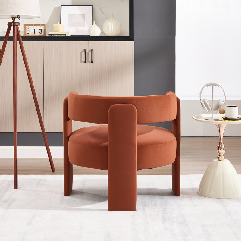 Chaise d'appoint avec pieds en bois robustes, Orange